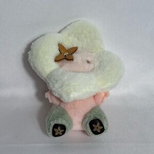 Fashion inspired Vivienne Flower Plush Bag Charm Key Ring White Gray Pink New